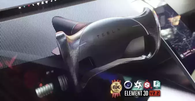 Tesla Roadster Steering Wheel Low-poly 3D model