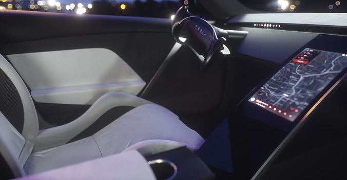 Tesla Roadster Steering Wheel Low-poly 3D model 2