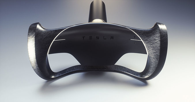 Tesla Roadster Steering Wheel Low-poly 3D model 5