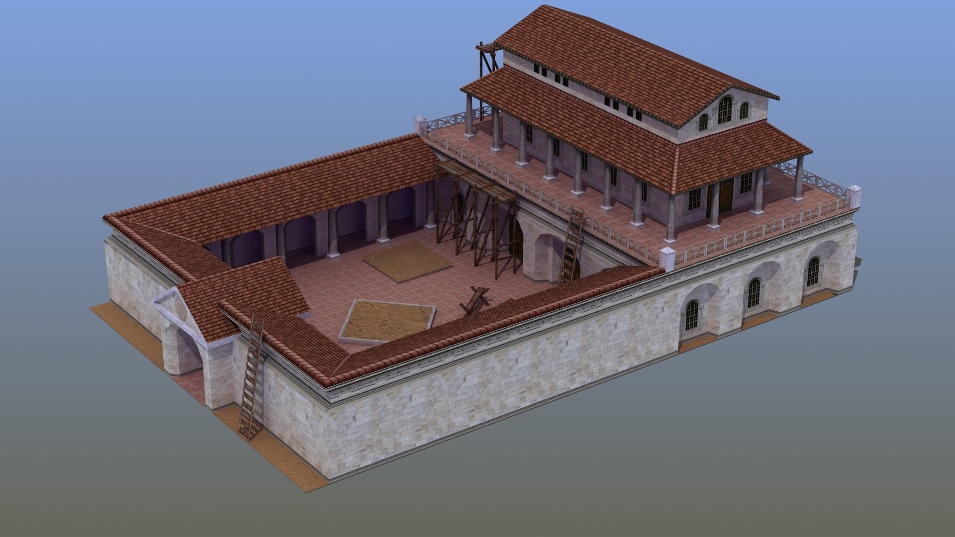 Villa Construction E Low-poly 3D model_2