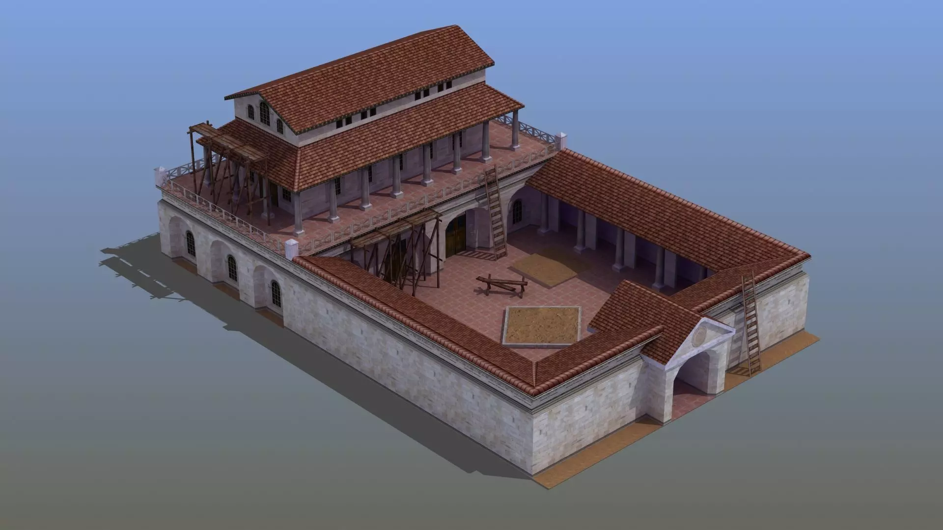 Villa Construction E Low-poly 3D model_0