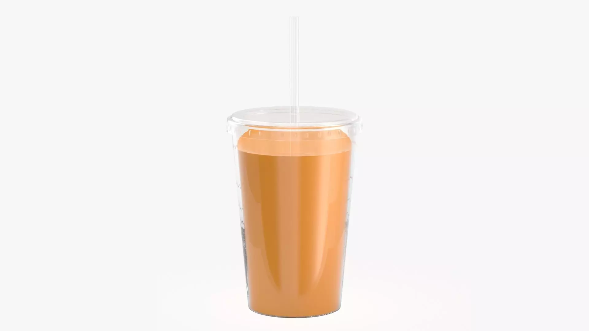 Juice milkshake in a plastic coffee cup with straw 3D model