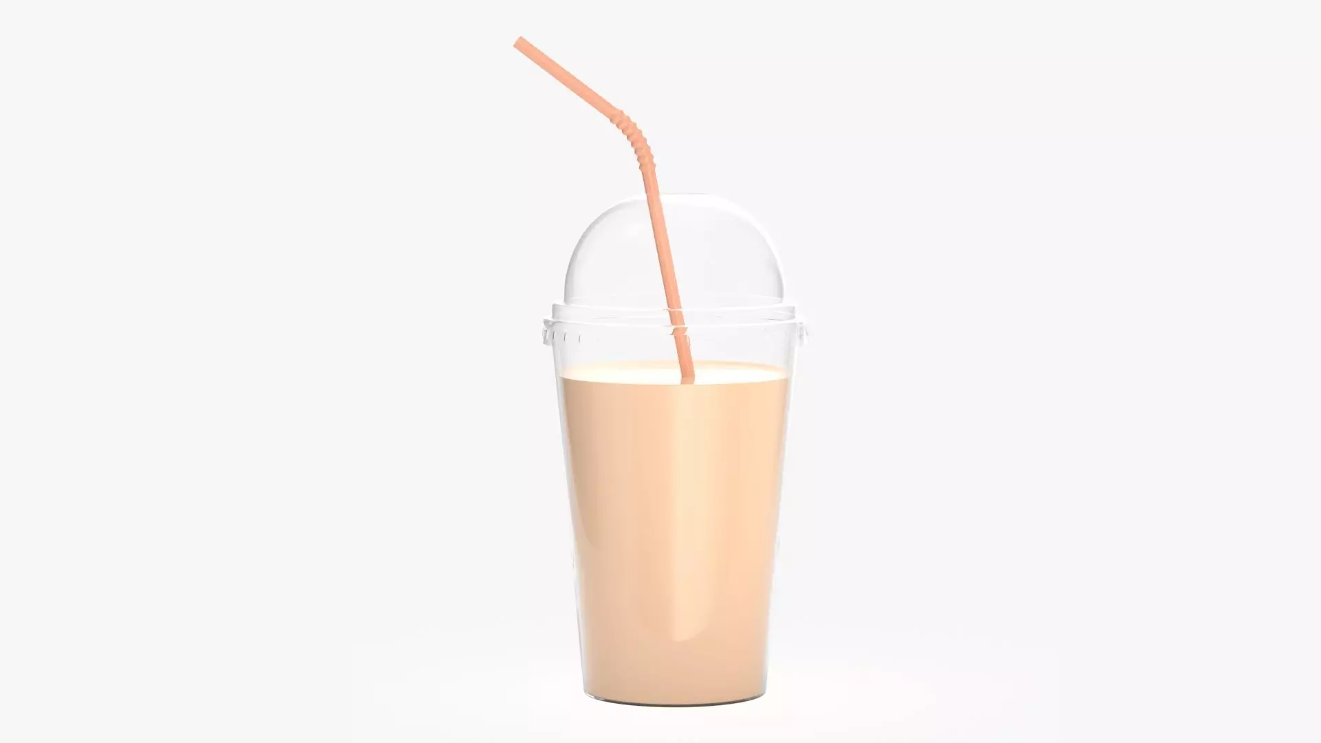 Plastic cup cold coffee milkshake and straw 3D model