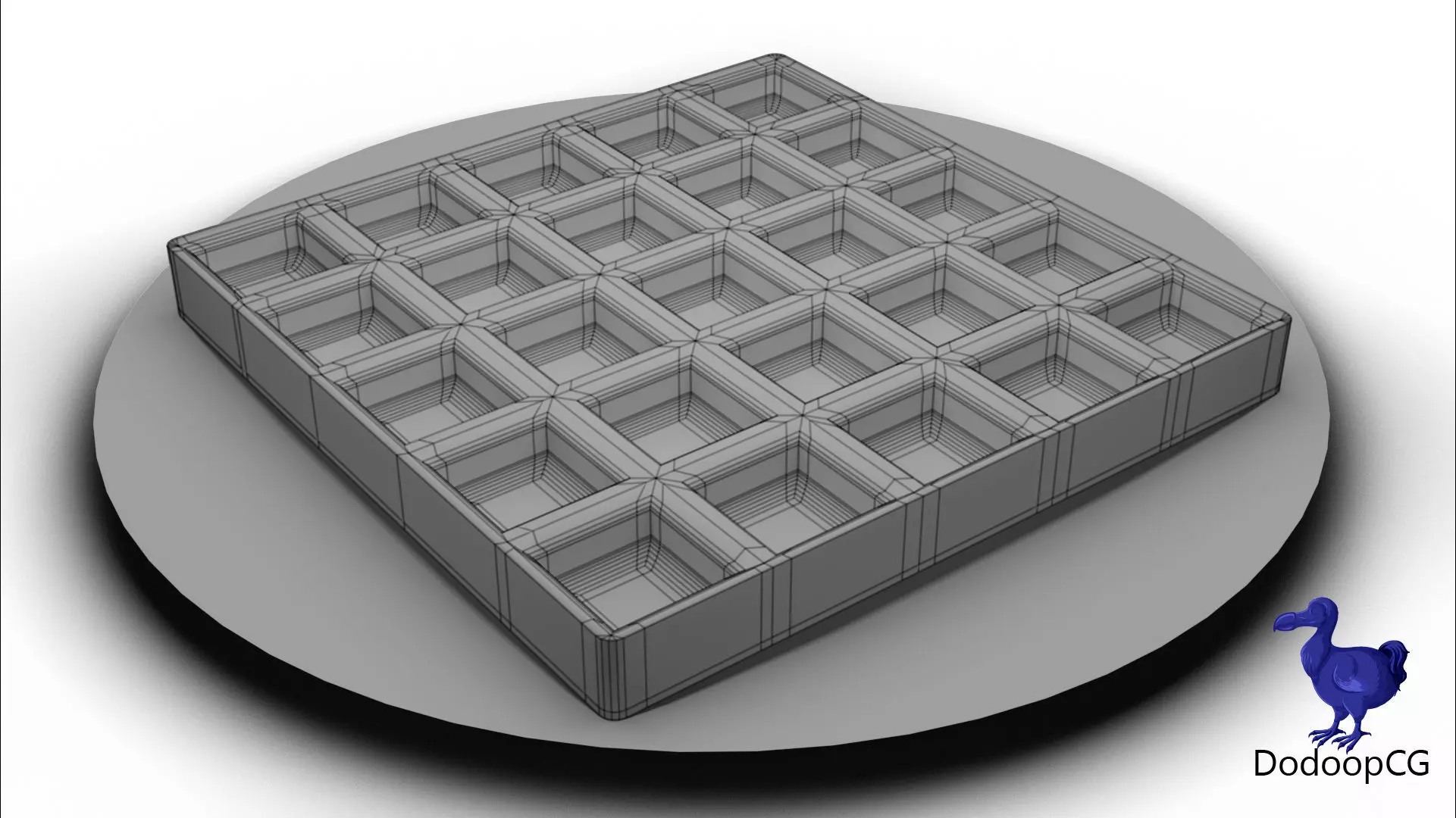 Waffle on Plate - Breakfast Food 3D Model Low-poly 3D model_1