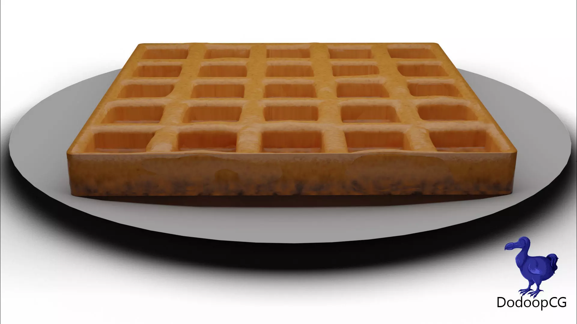 Waffle on Plate - Breakfast Food 3D Model Low-poly 3D model_2