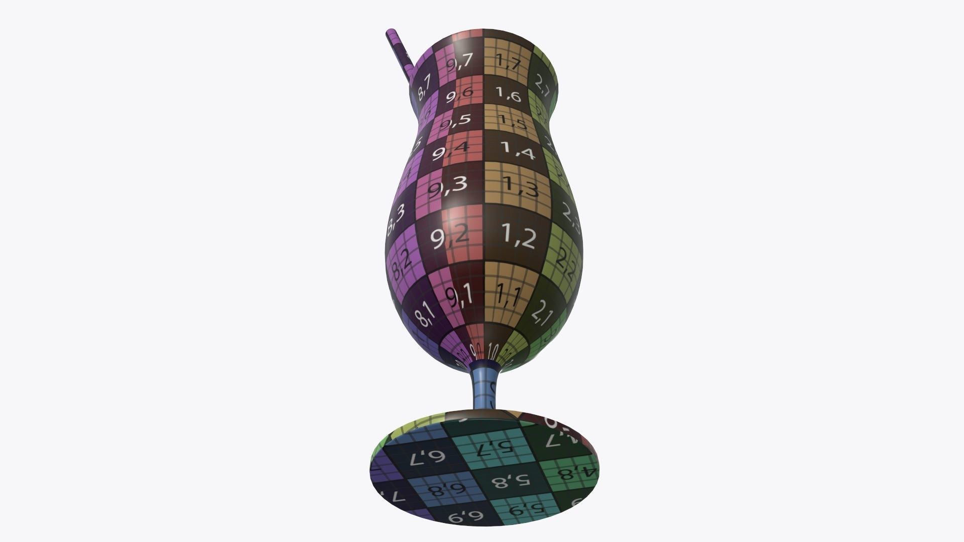 Orange juice with straw in a tulip glass  3D model_8