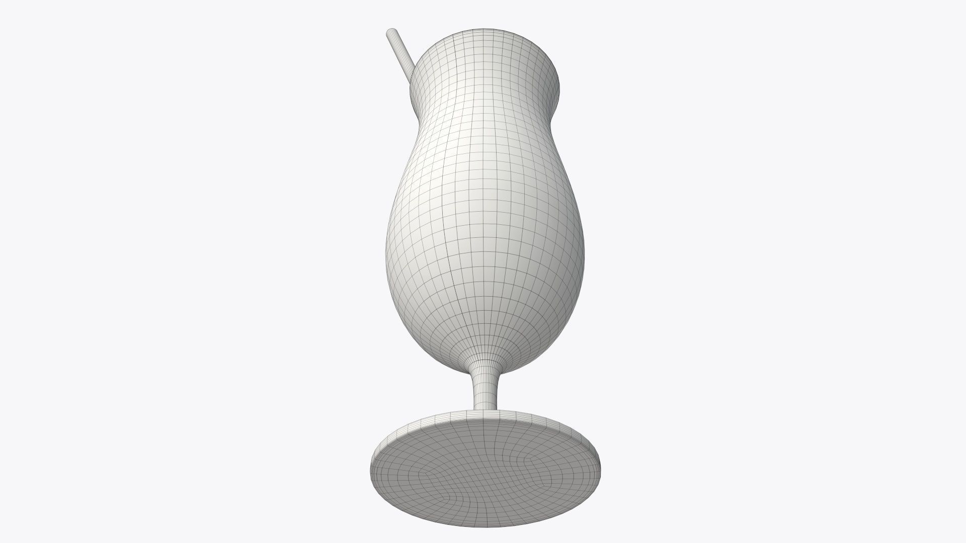 Orange juice with straw in a tulip glass  3D model_5