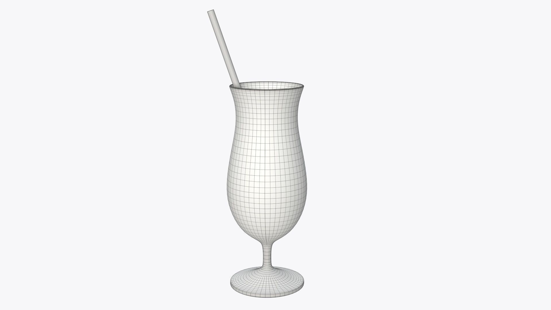 Orange juice with straw in a tulip glass  3D model_3