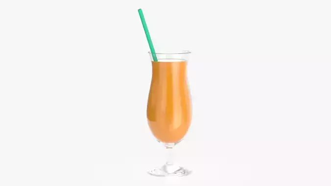 Orange juice with straw in a tulip glass 