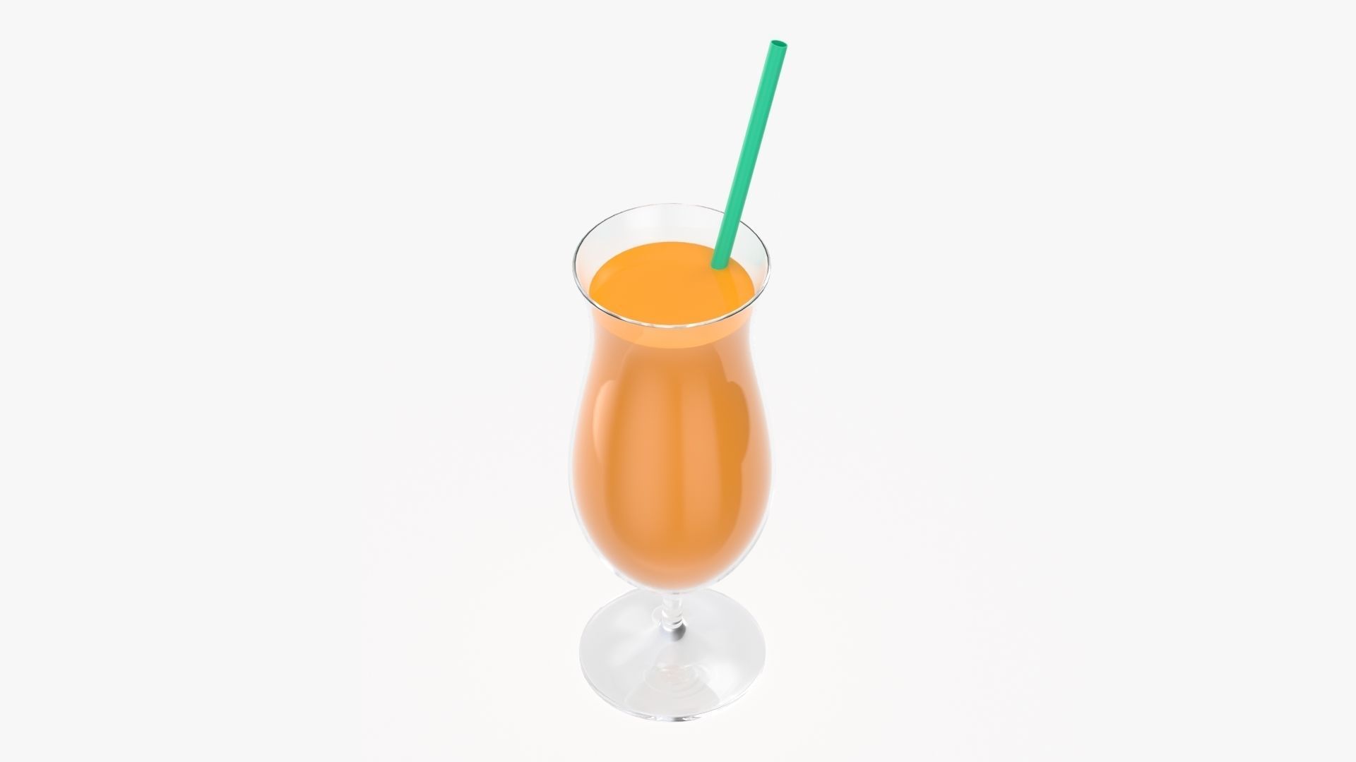 Orange juice with straw in a tulip glass  3D model_2