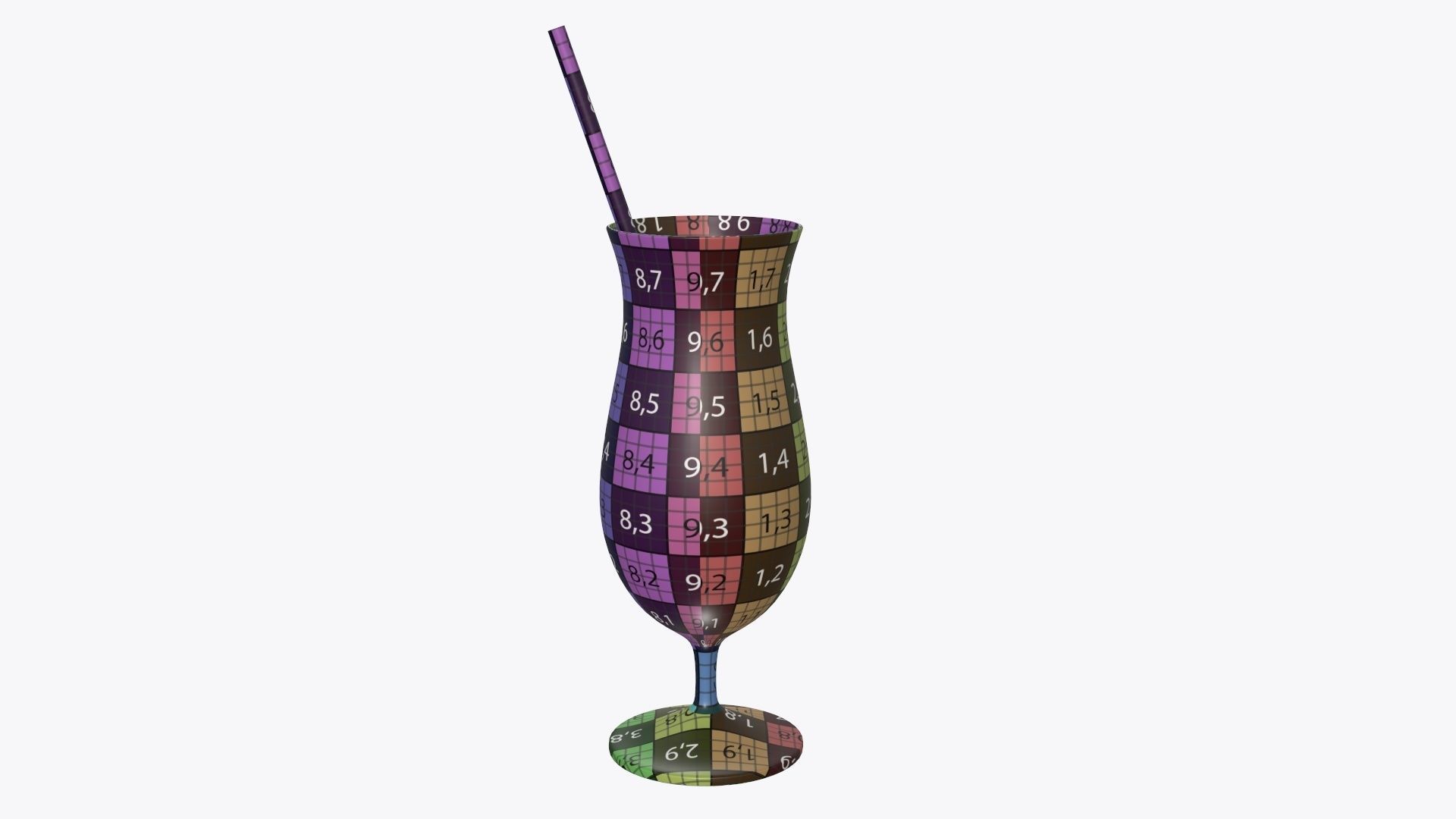 Orange juice with straw in a tulip glass  3D model_6