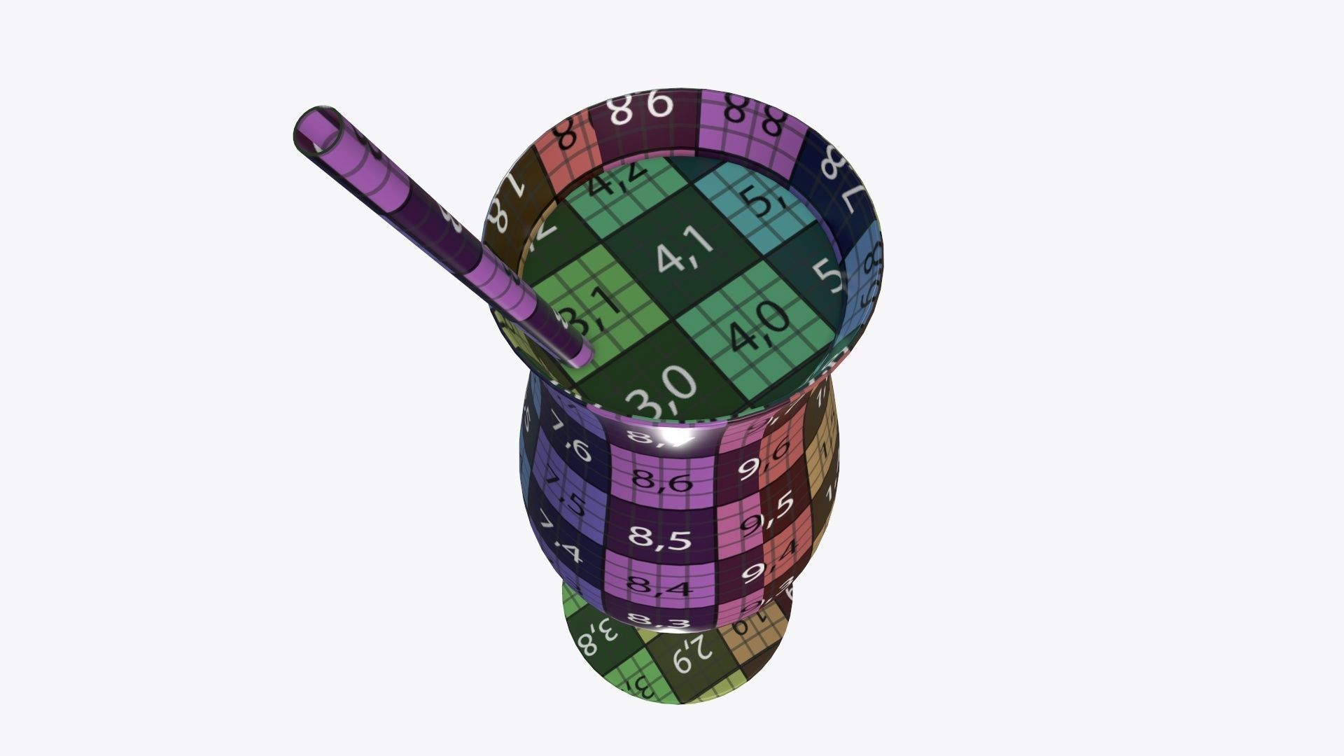 Orange juice with straw in a tulip glass  3D model_7