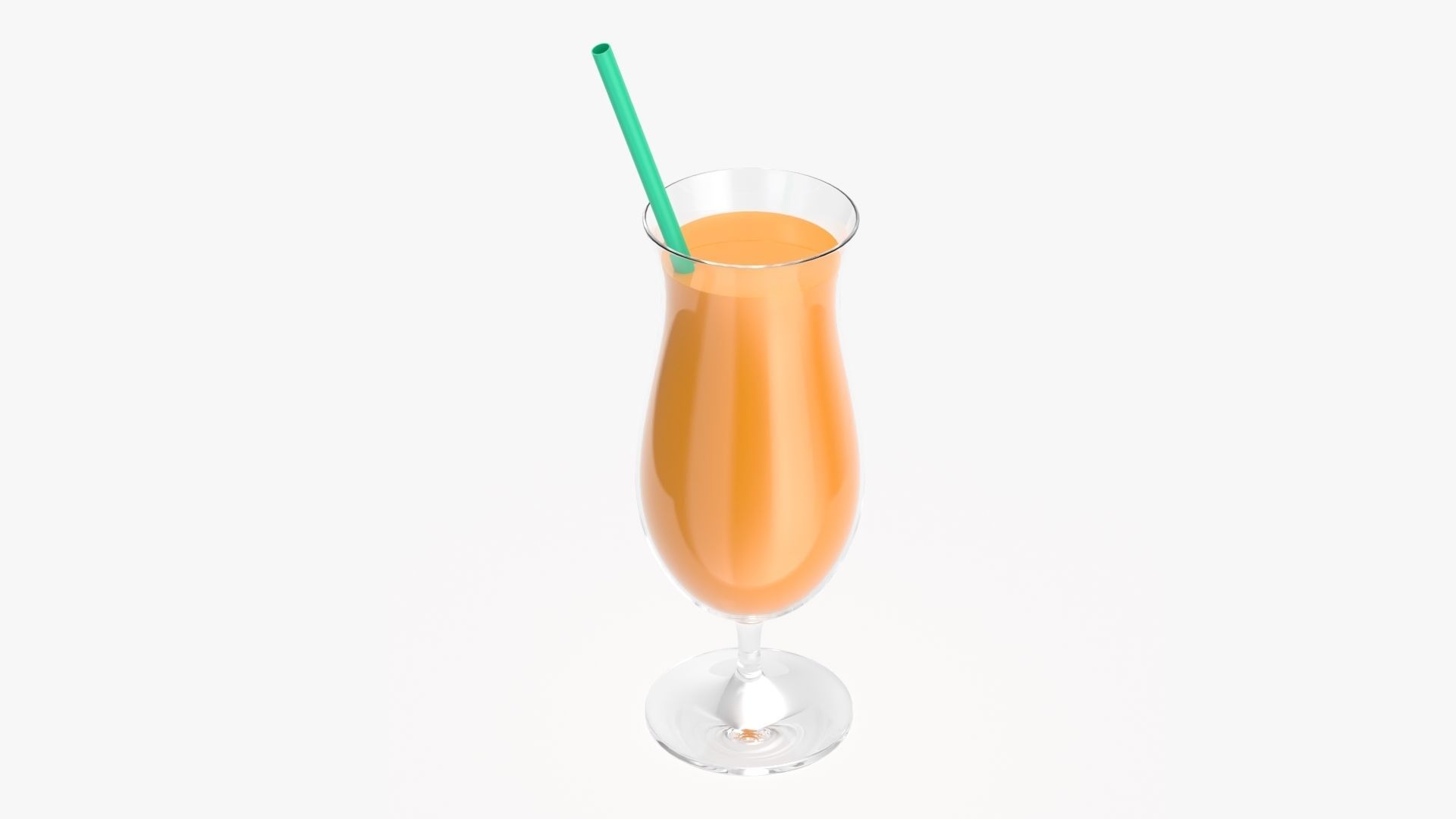 Orange juice with straw in a tulip glass  3D model_1