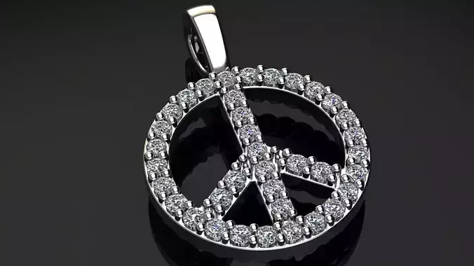 Peace Sign Pendant with Diamonds