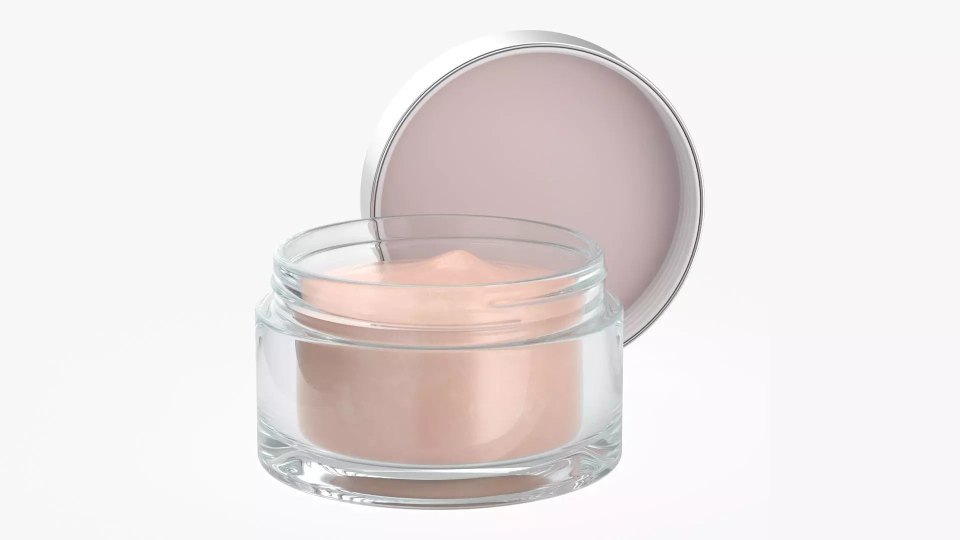 Cosmetics glass jar face hand care cream opened 3D model_0