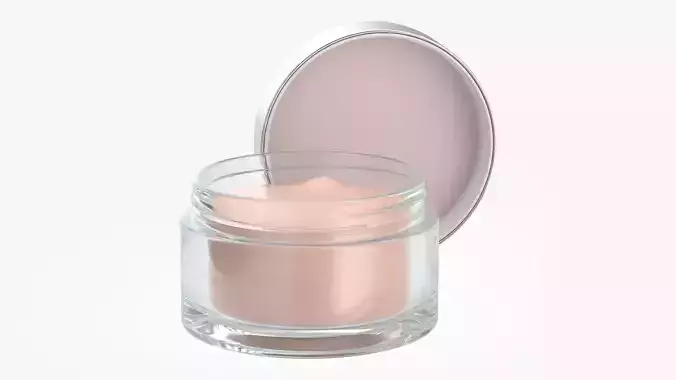 Cosmetics glass jar face hand care cream opened 3D model