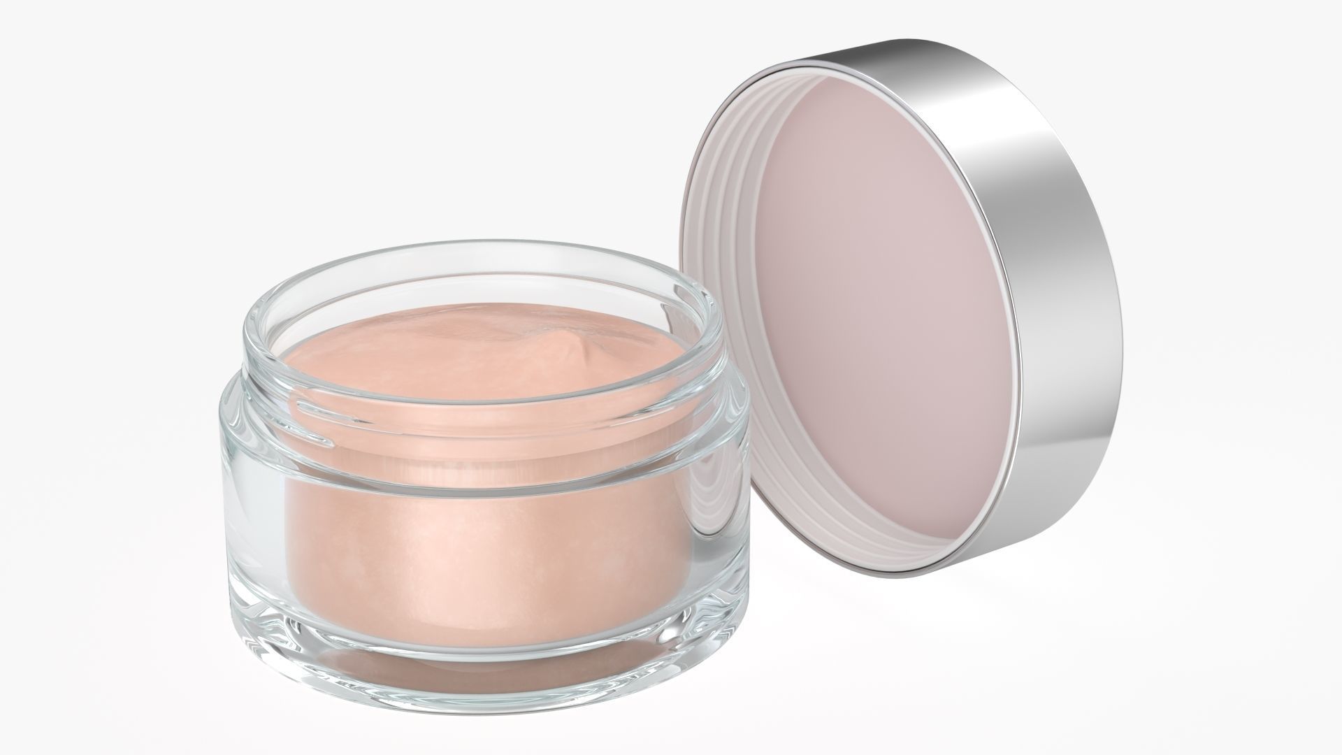 Cosmetics glass jar face hand care cream opened 3D model_1