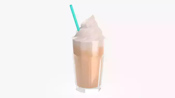 Milkshake in a glass with straw
