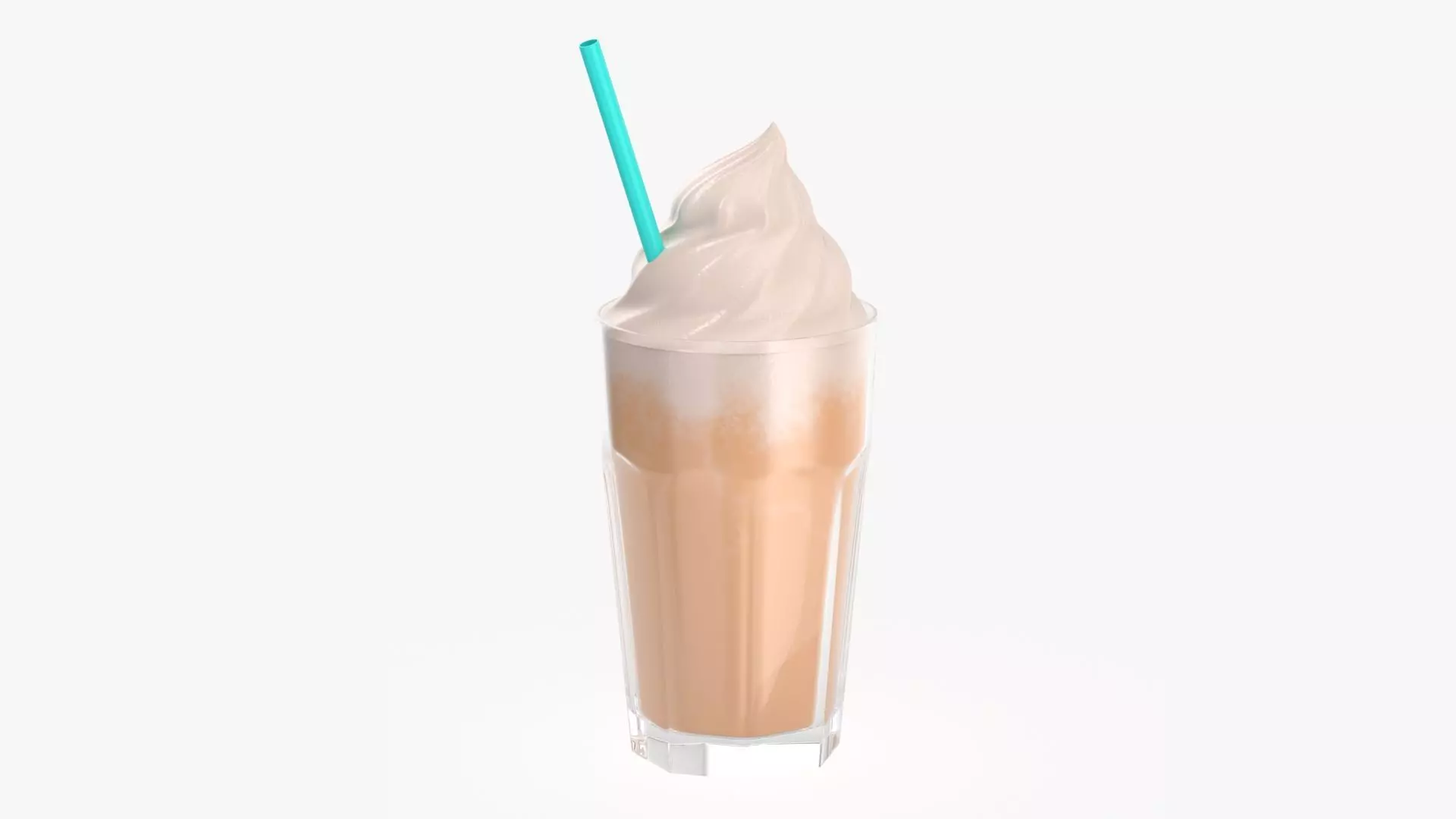 Milkshake in a glass with straw 3D model
