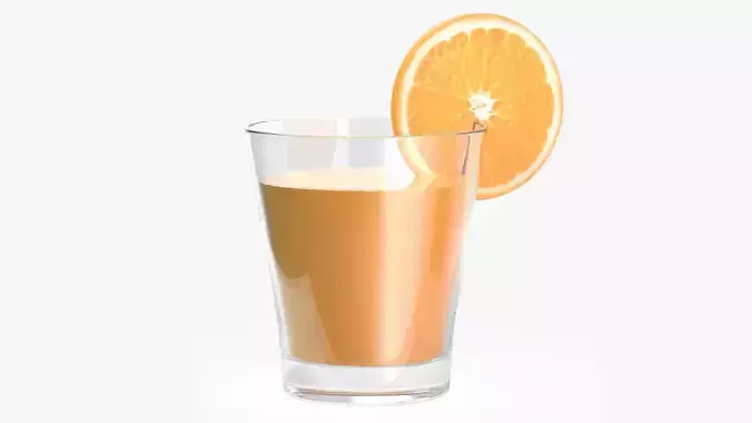 Orange juice in a glass and orange slice