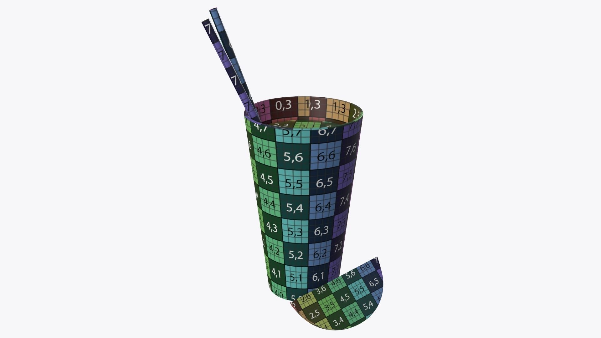 Orange juice in a glass with straws and orange slice 3D model_6