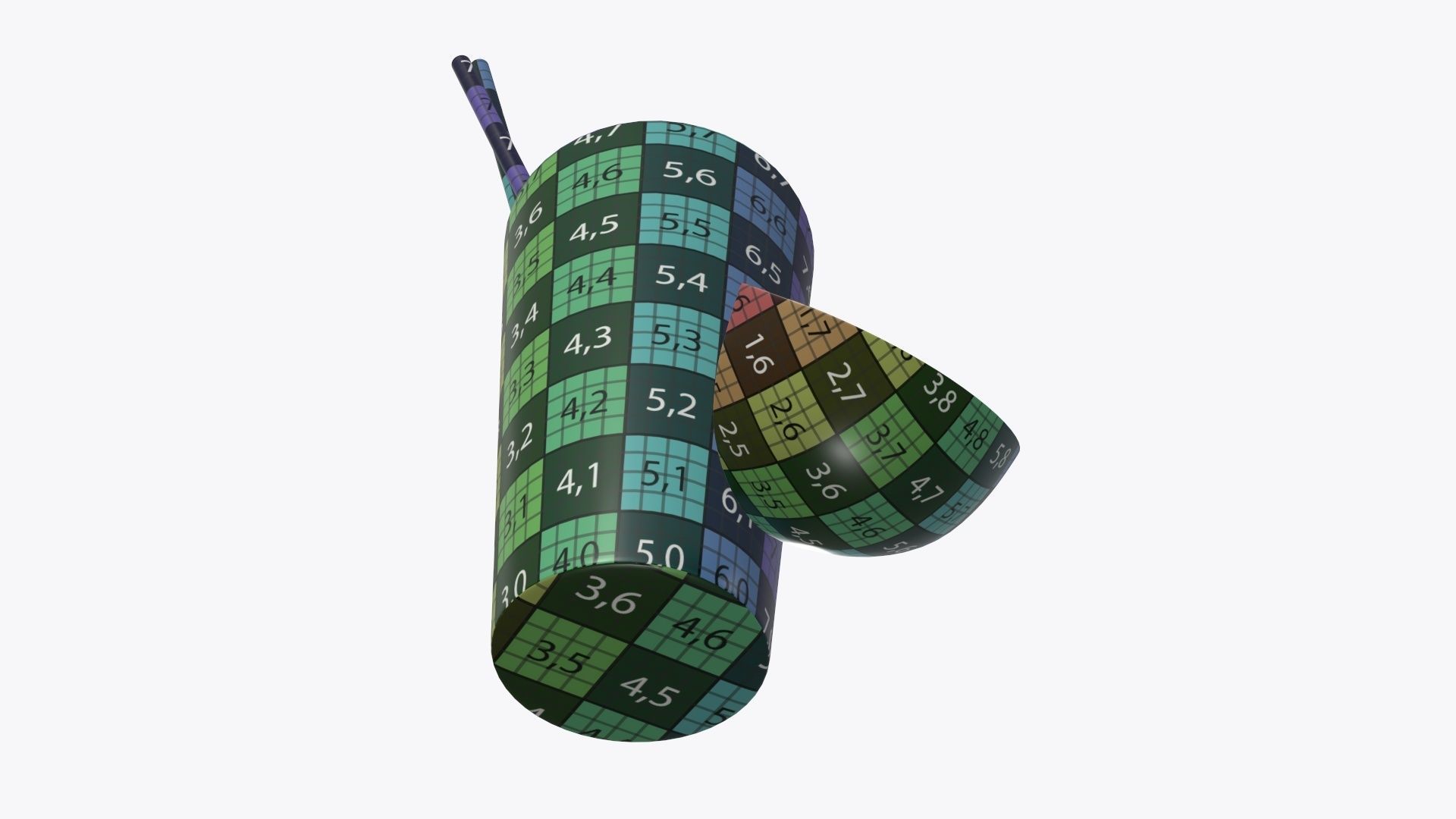 Orange juice in a glass with straws and orange slice 3D model_8