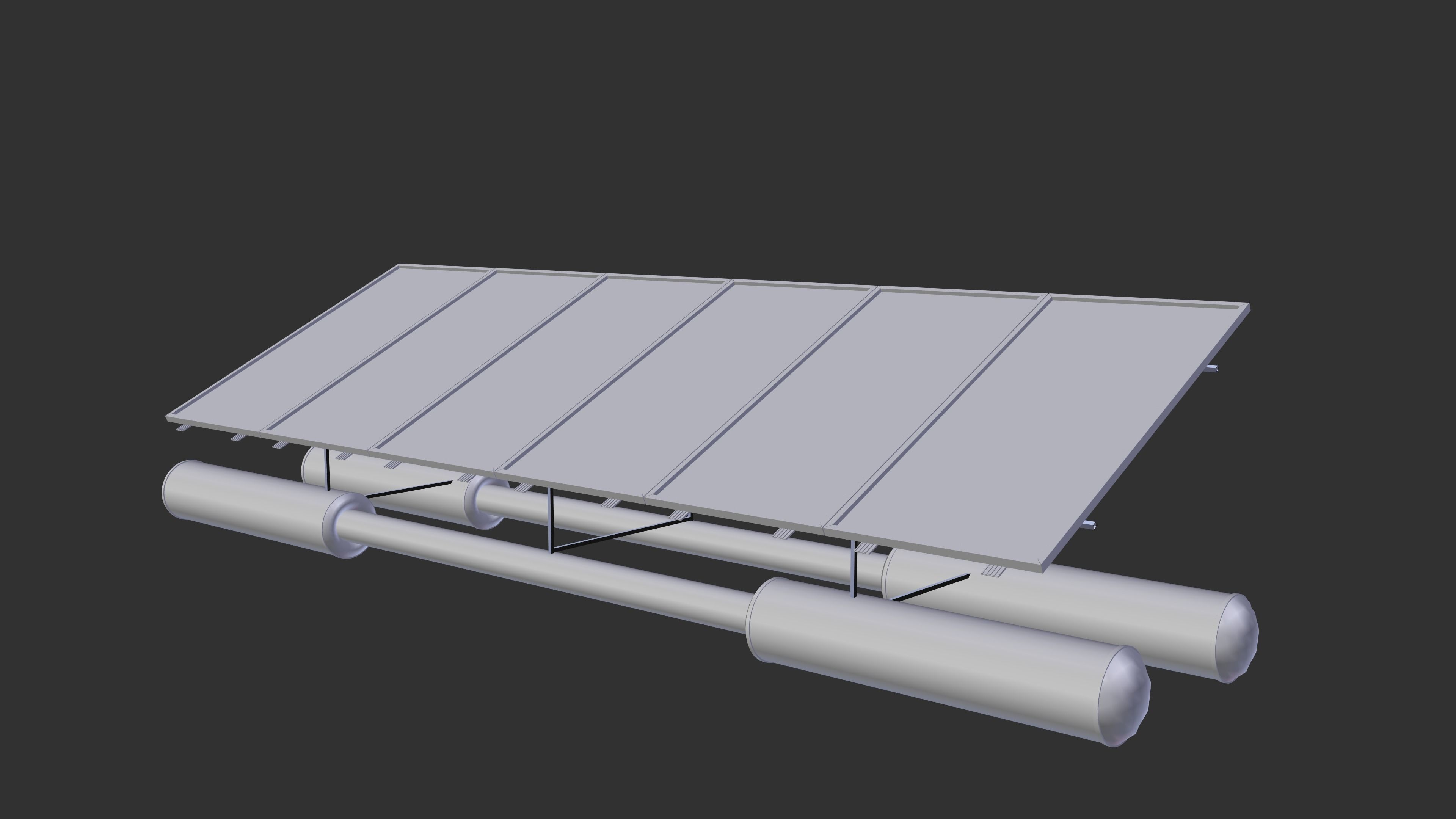 floating pv solar panel array Low-poly 3D model_5