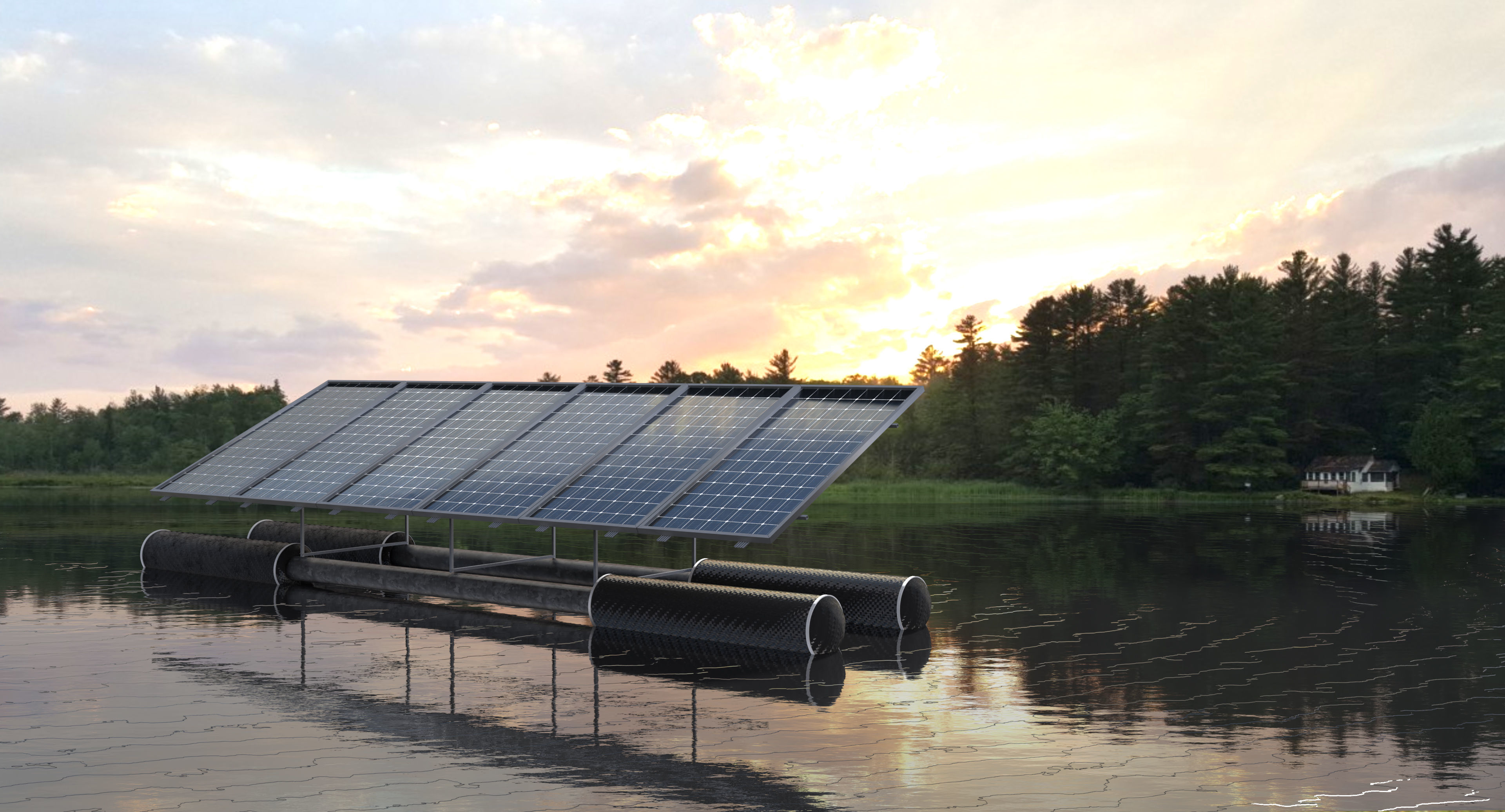 floating pv solar panel array Low-poly 3D model_8