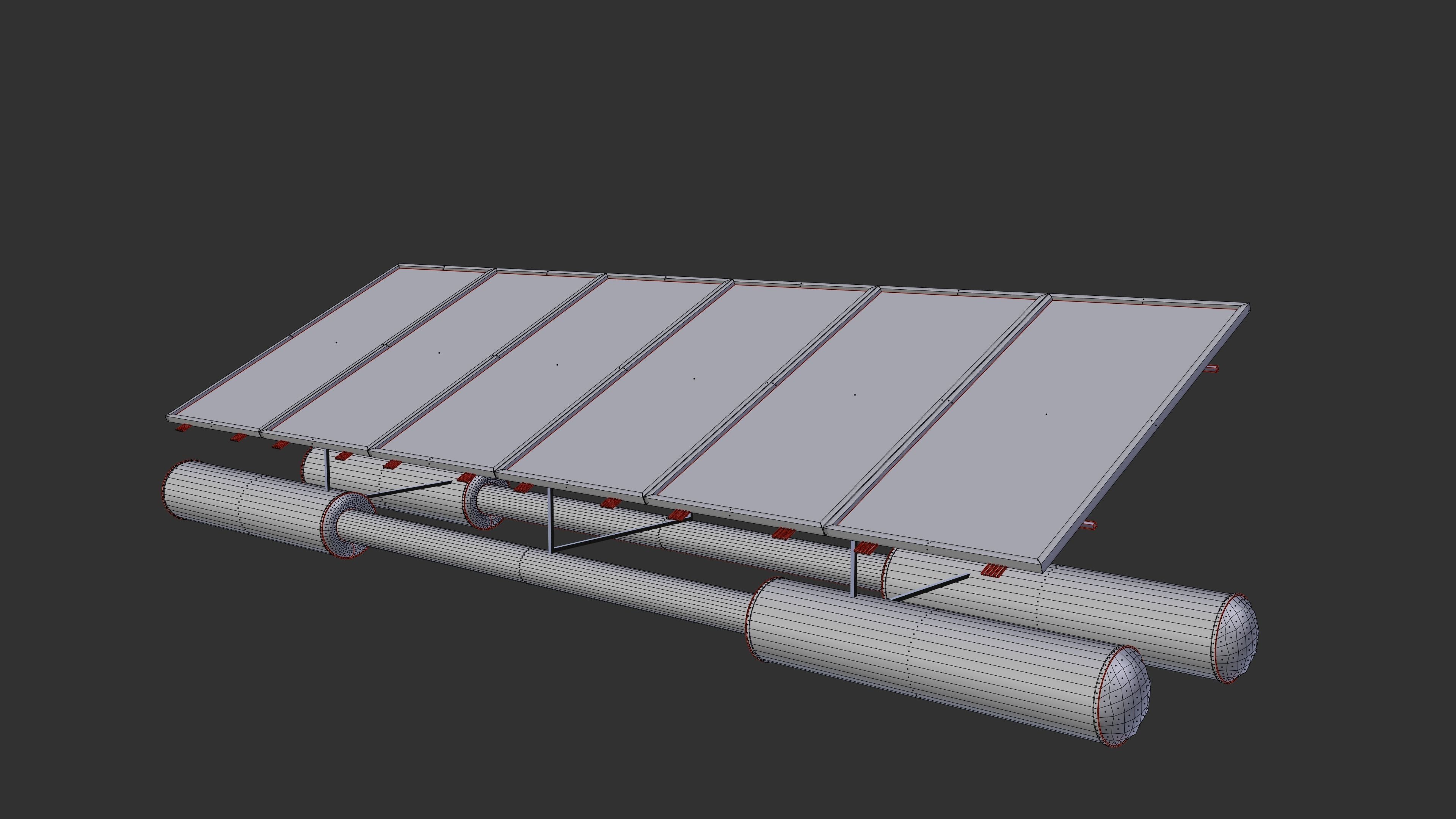 floating pv solar panel array Low-poly 3D model_4