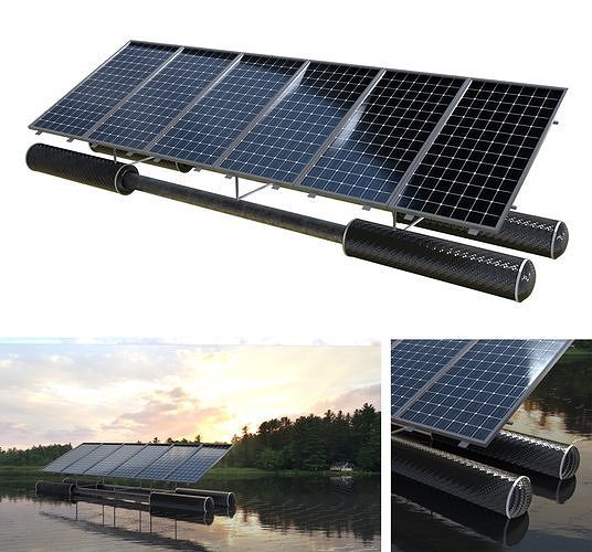 floating pv solar panel array Low-poly 3D model
