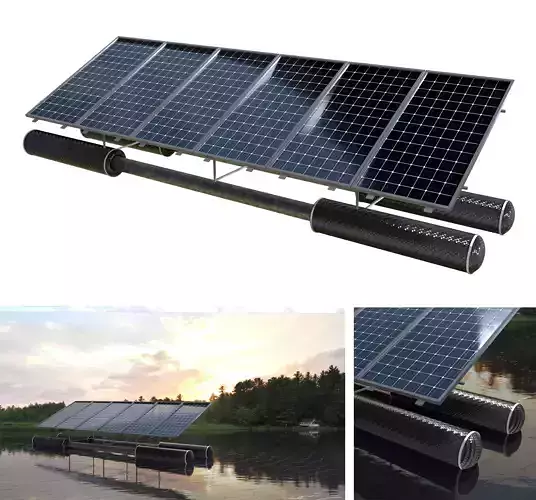 floating pv solar panel array Low-poly 3D model