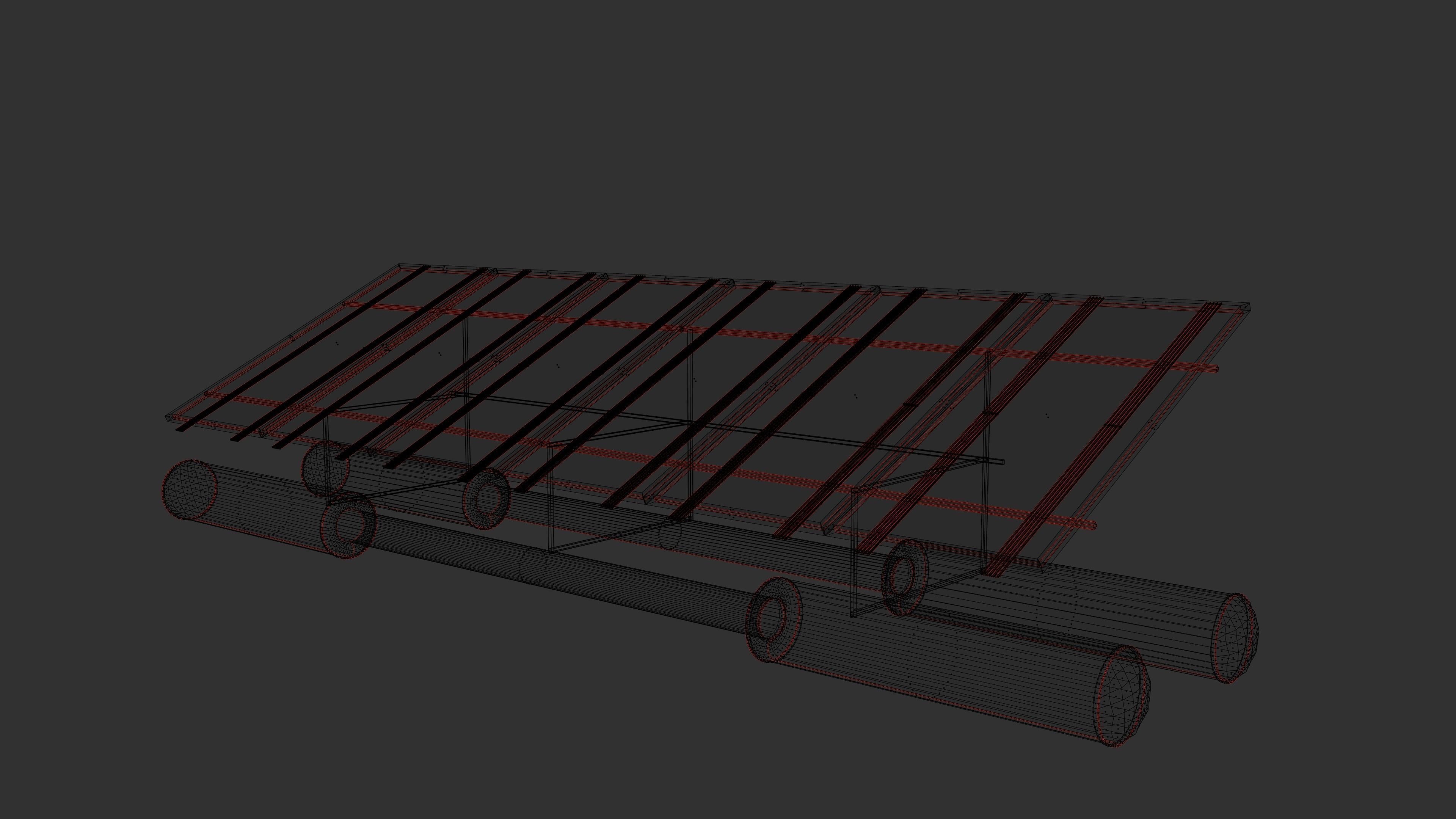 floating pv solar panel array Low-poly 3D model_7