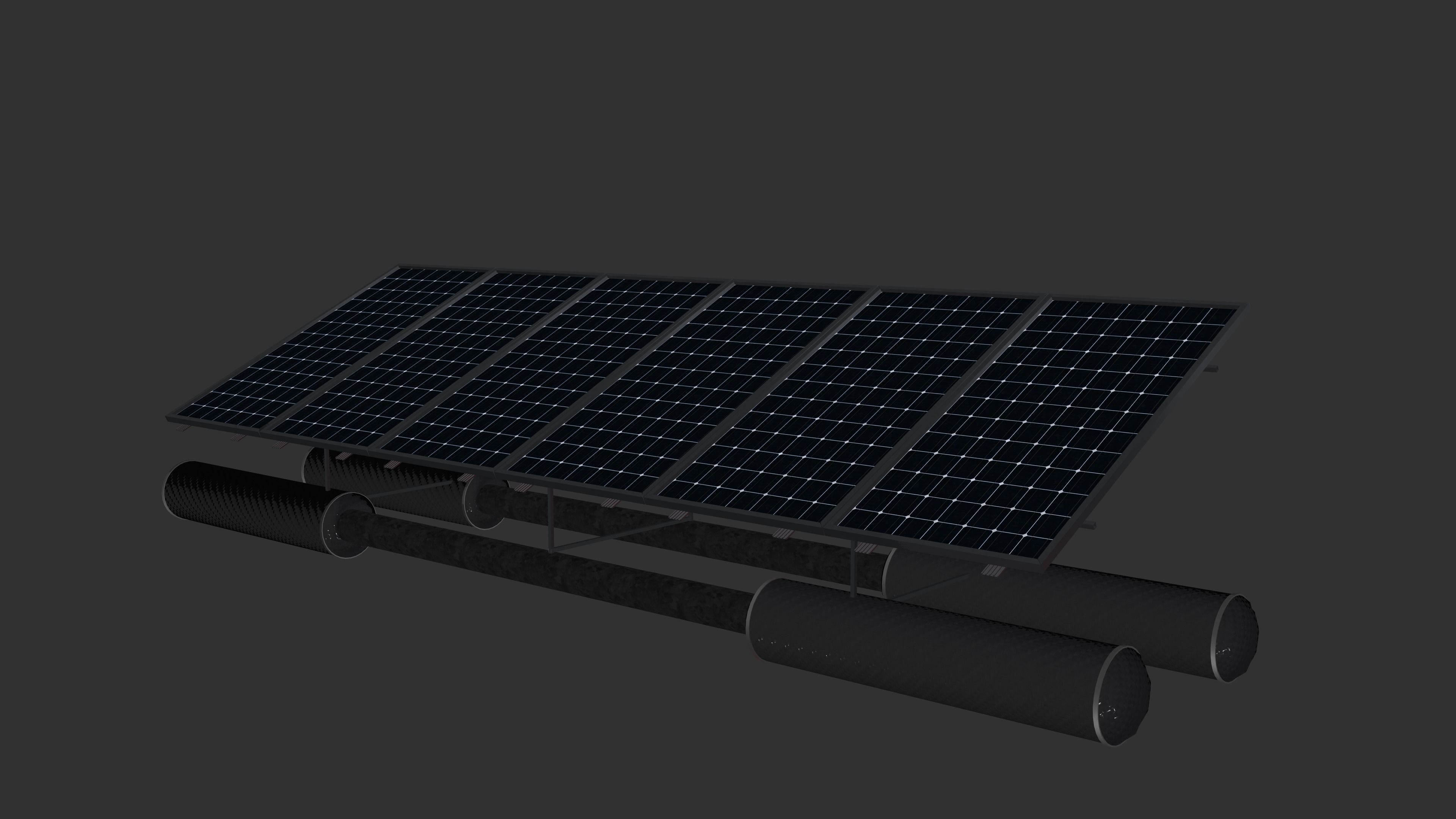 floating pv solar panel array Low-poly 3D model_6