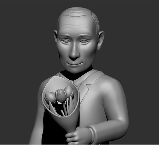 Vladimir Putin with flowers caricature 3D print model