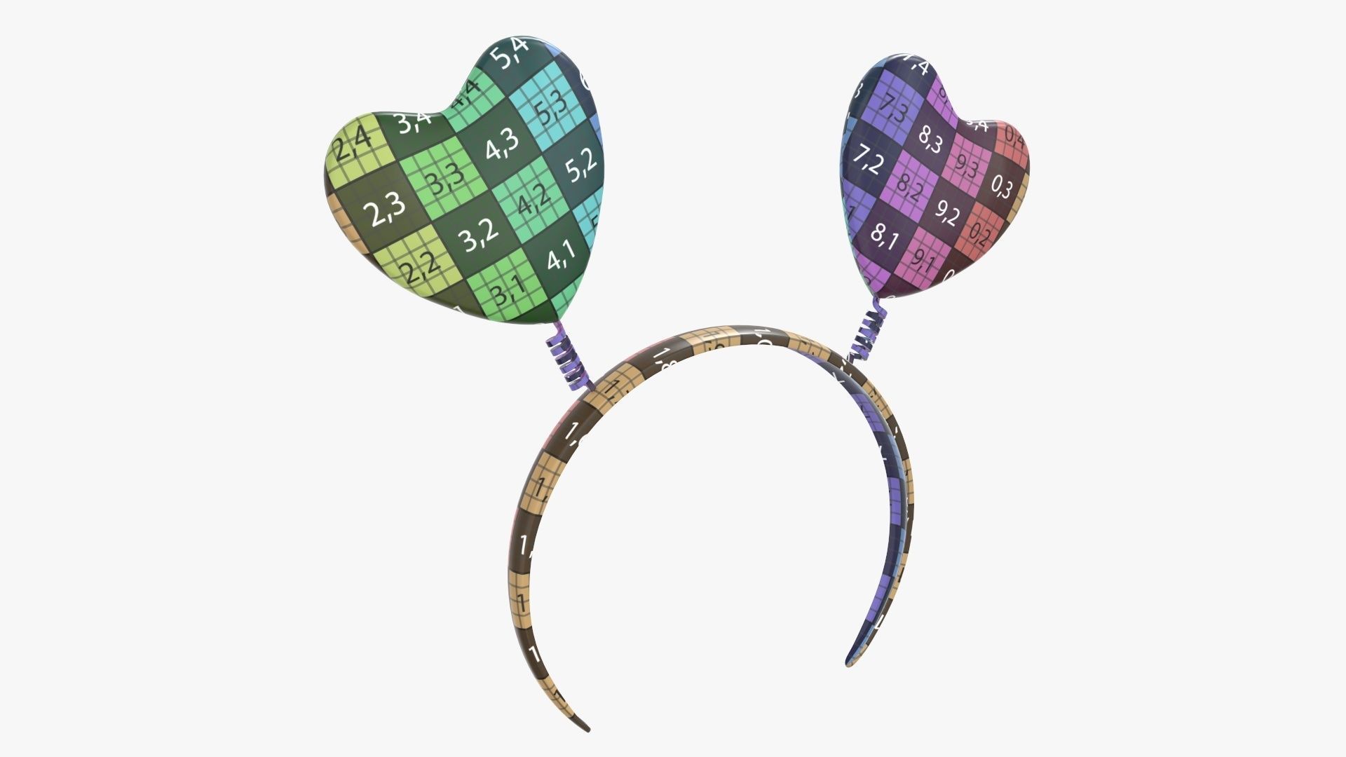 Headband with hearts on a spring 3D model_10