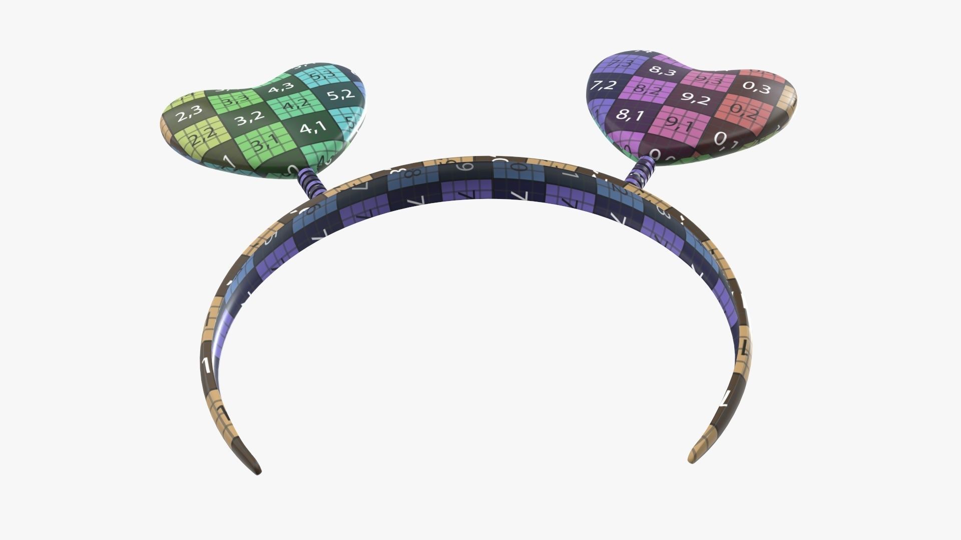 Headband with hearts on a spring 3D model_14
