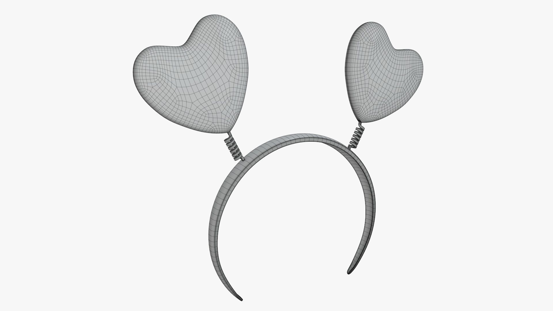 Headband with hearts on a spring 3D model_5