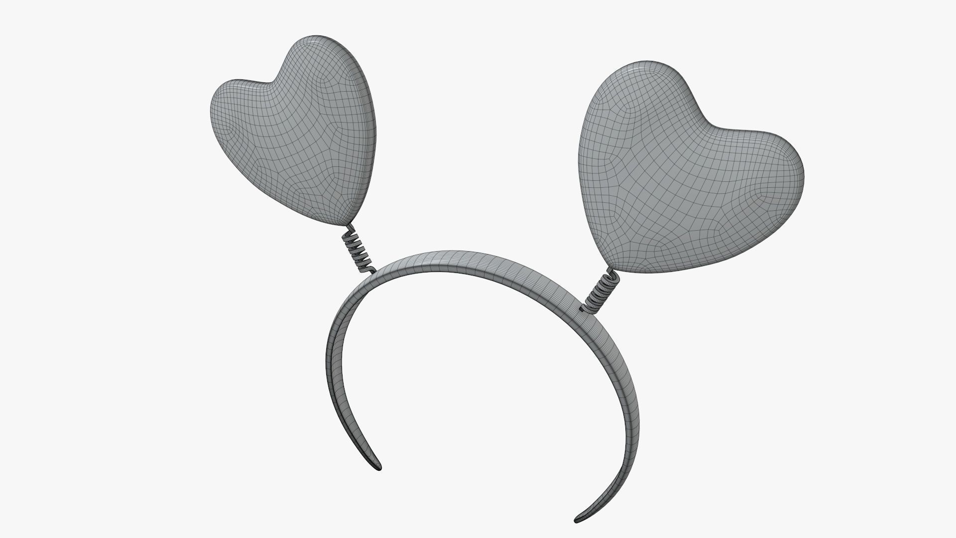 Headband with hearts on a spring 3D model_7
