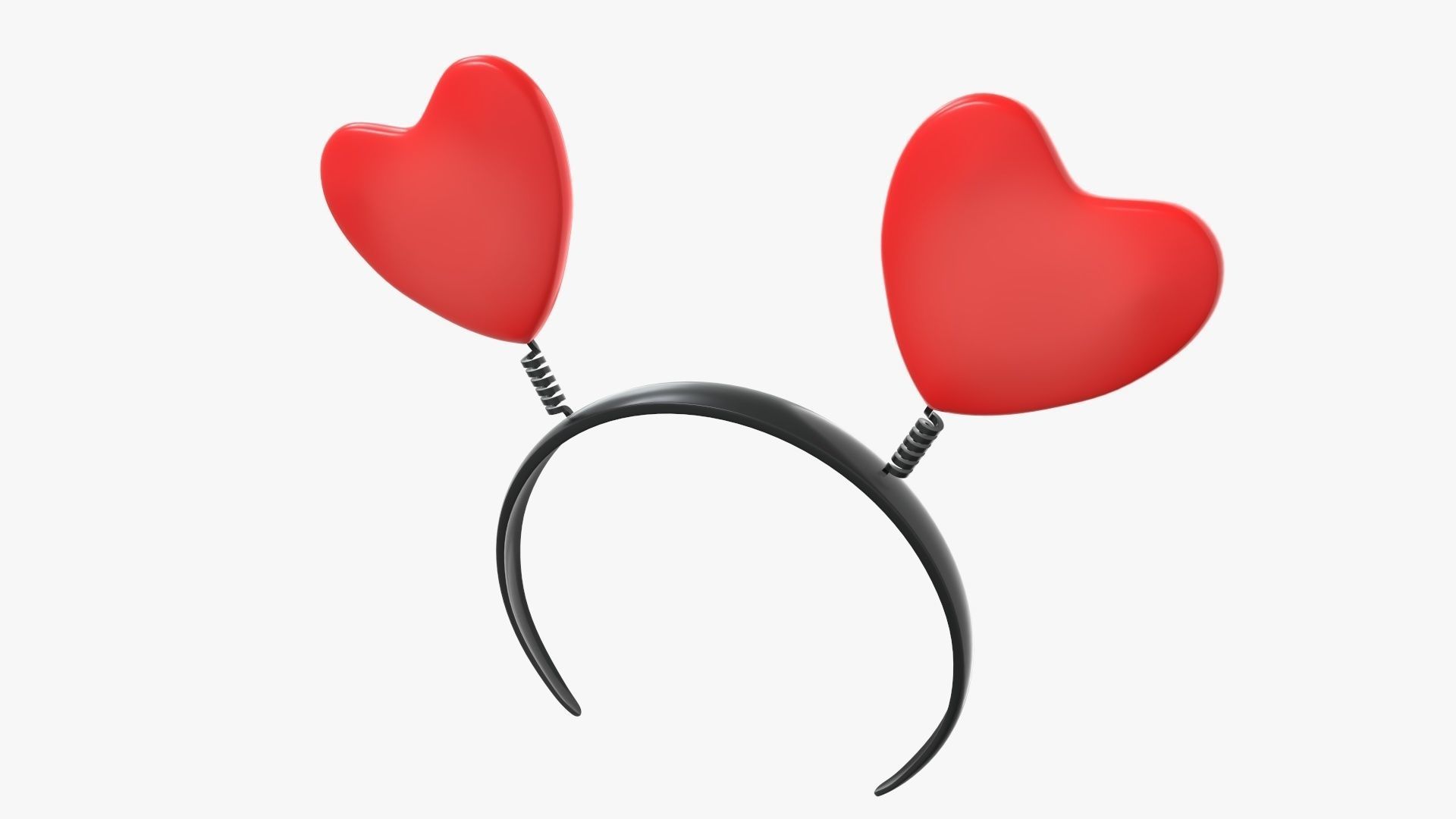Headband with hearts on a spring 3D model_2