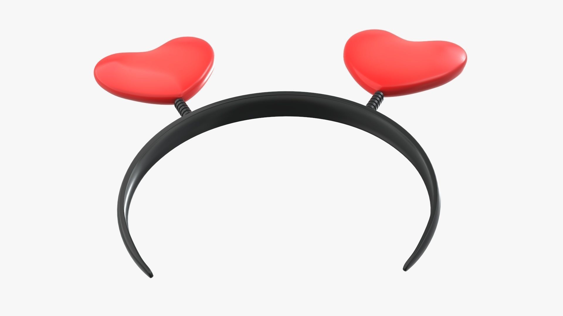 Headband with hearts on a spring 3D model_4