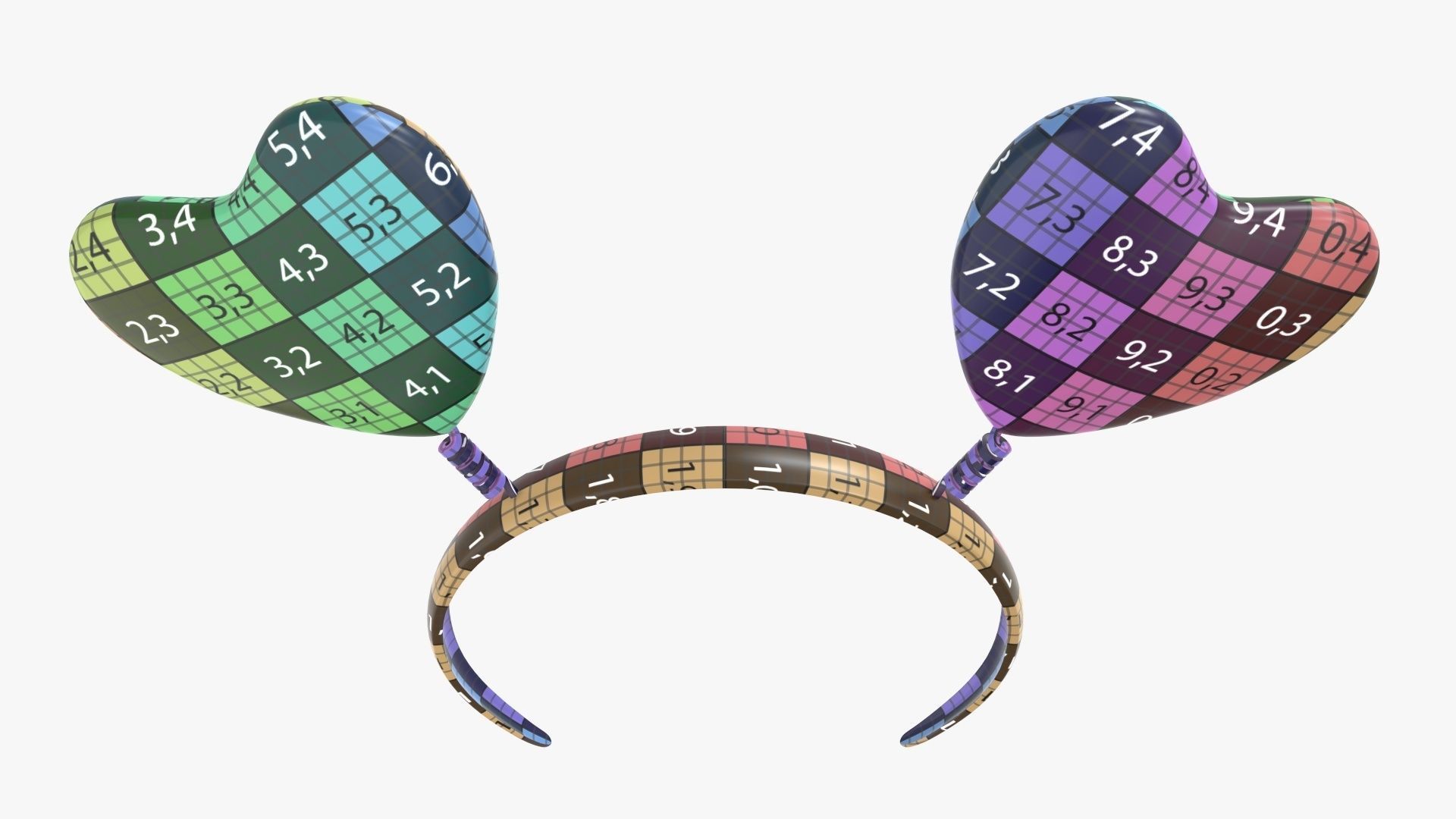 Headband with hearts on a spring 3D model_13