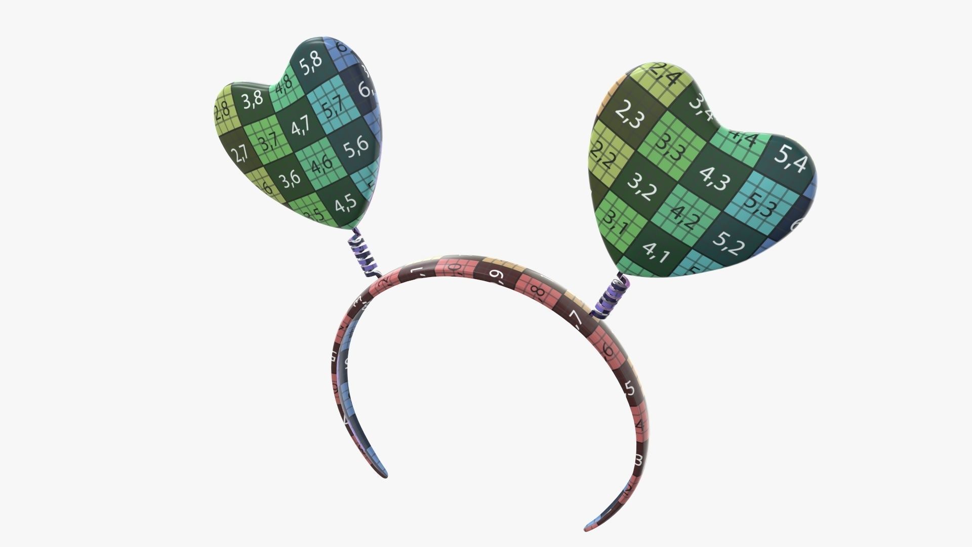 Headband with hearts on a spring 3D model_12
