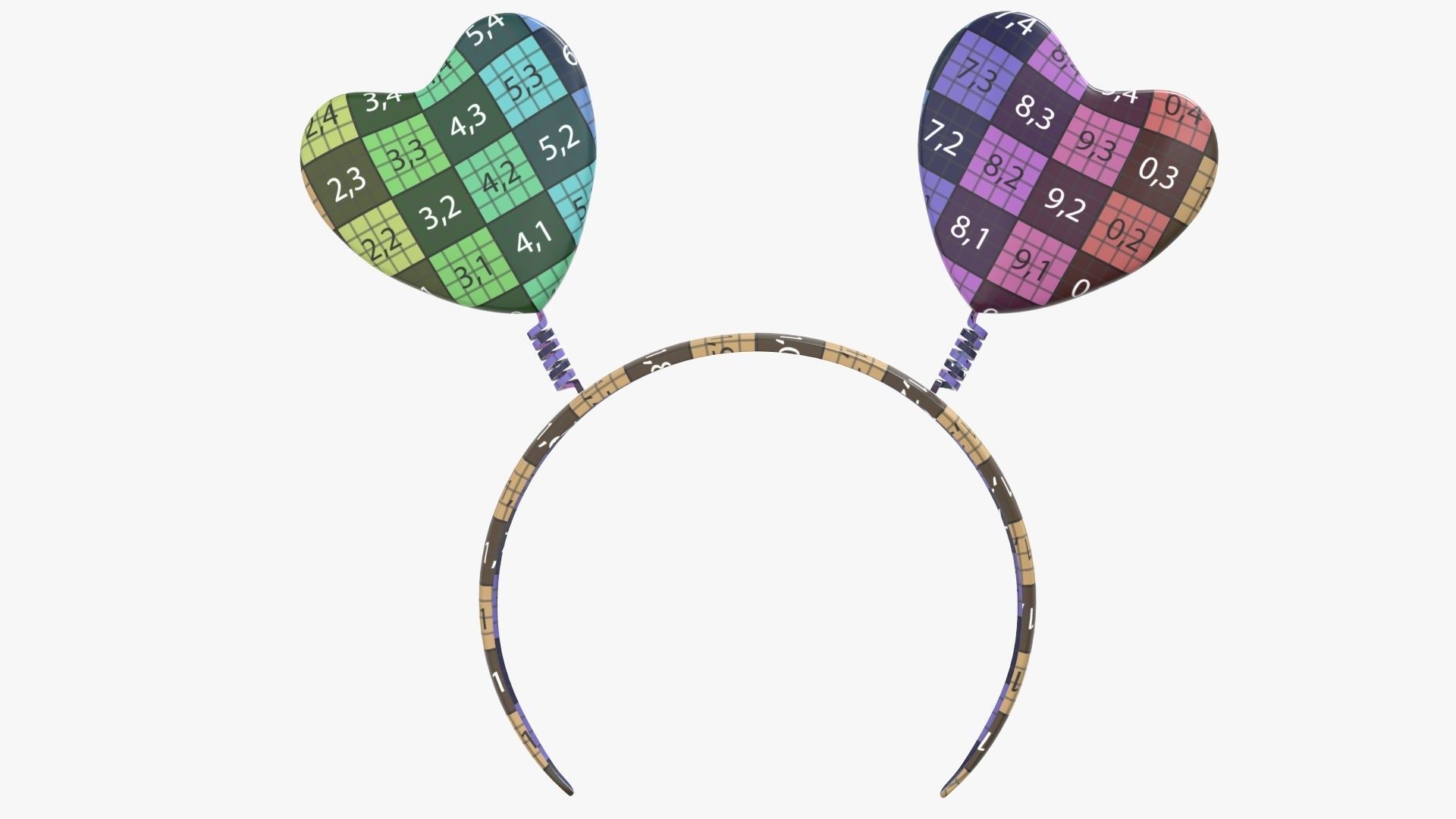 Headband with hearts on a spring 3D model_11