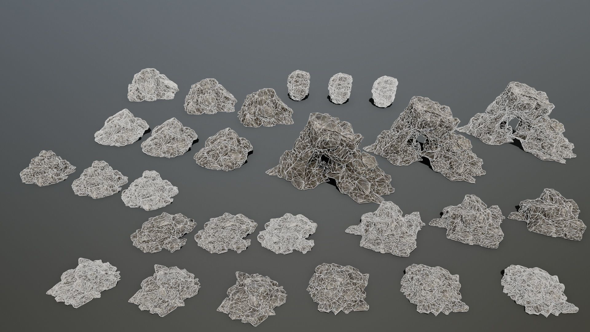 Rock set Low-poly 3D model_3