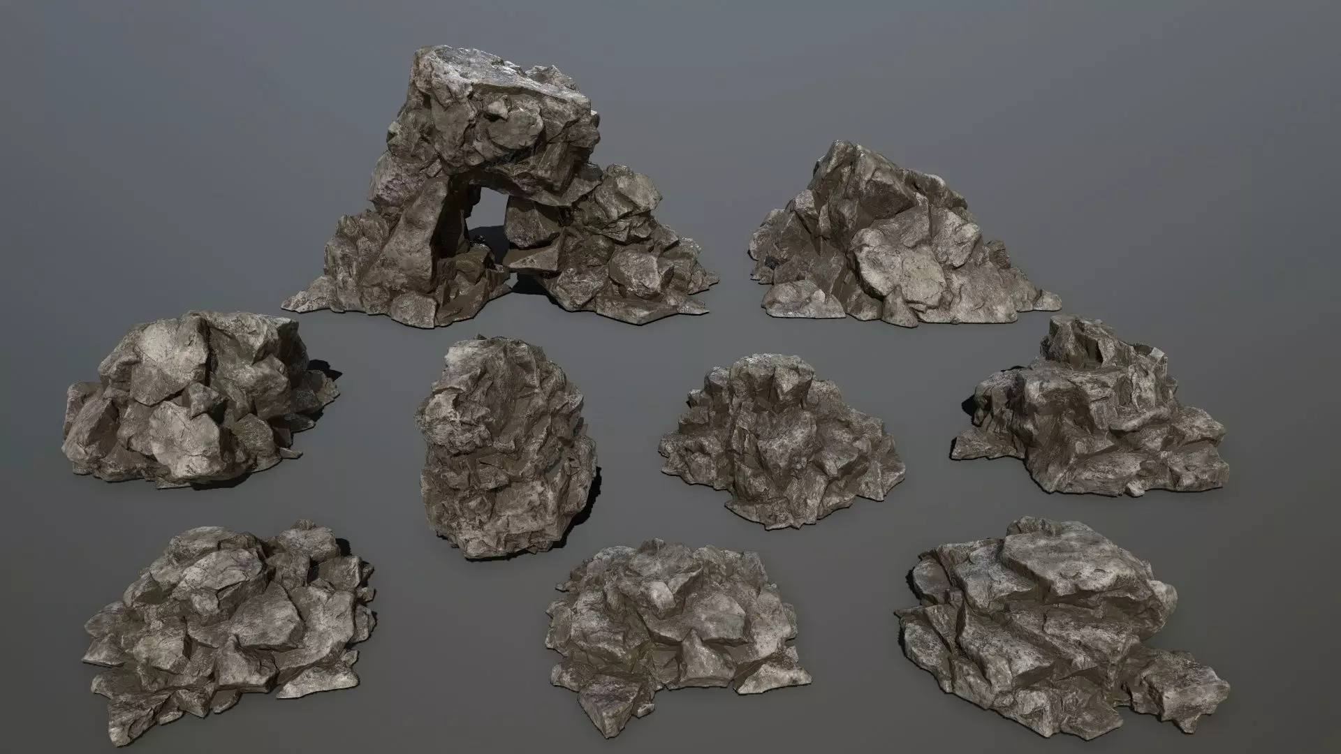 Rock set Low-poly 3D model_0