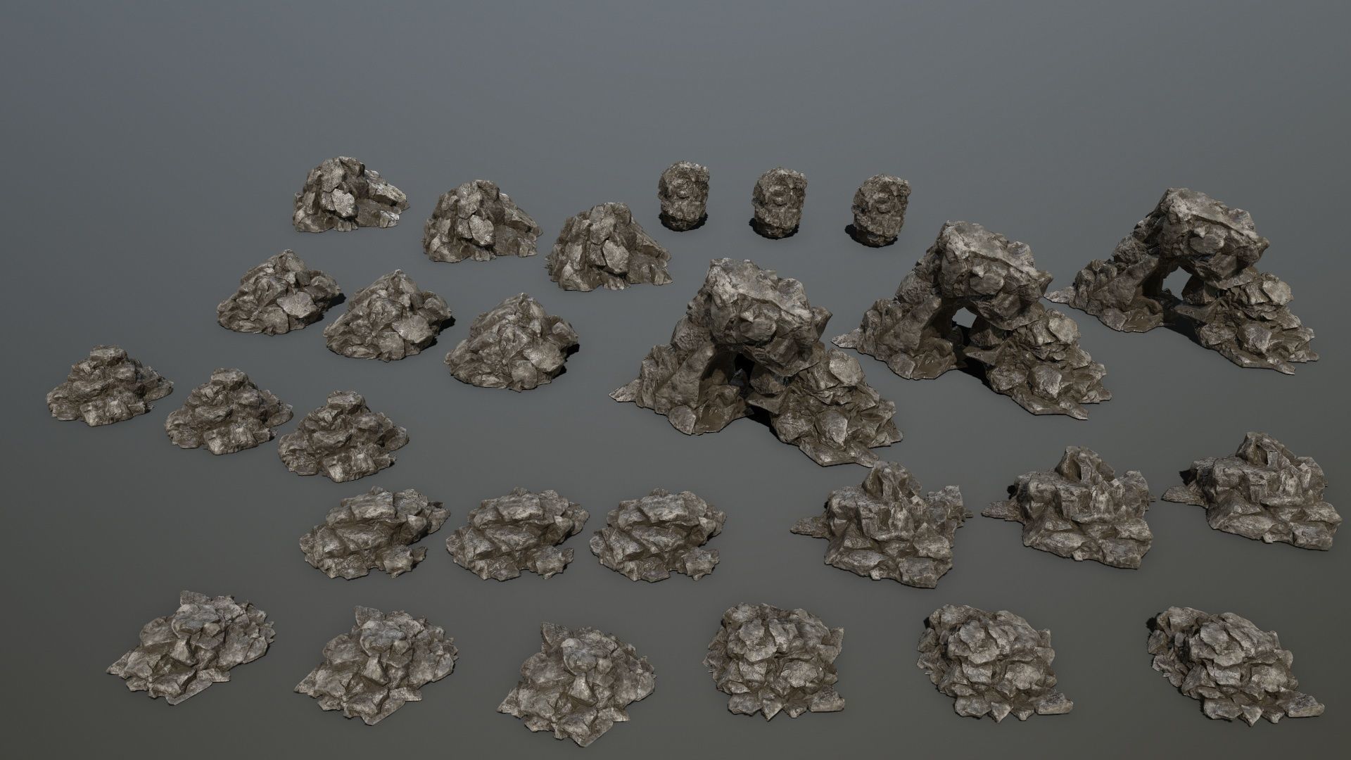 Rock set Low-poly 3D model_2