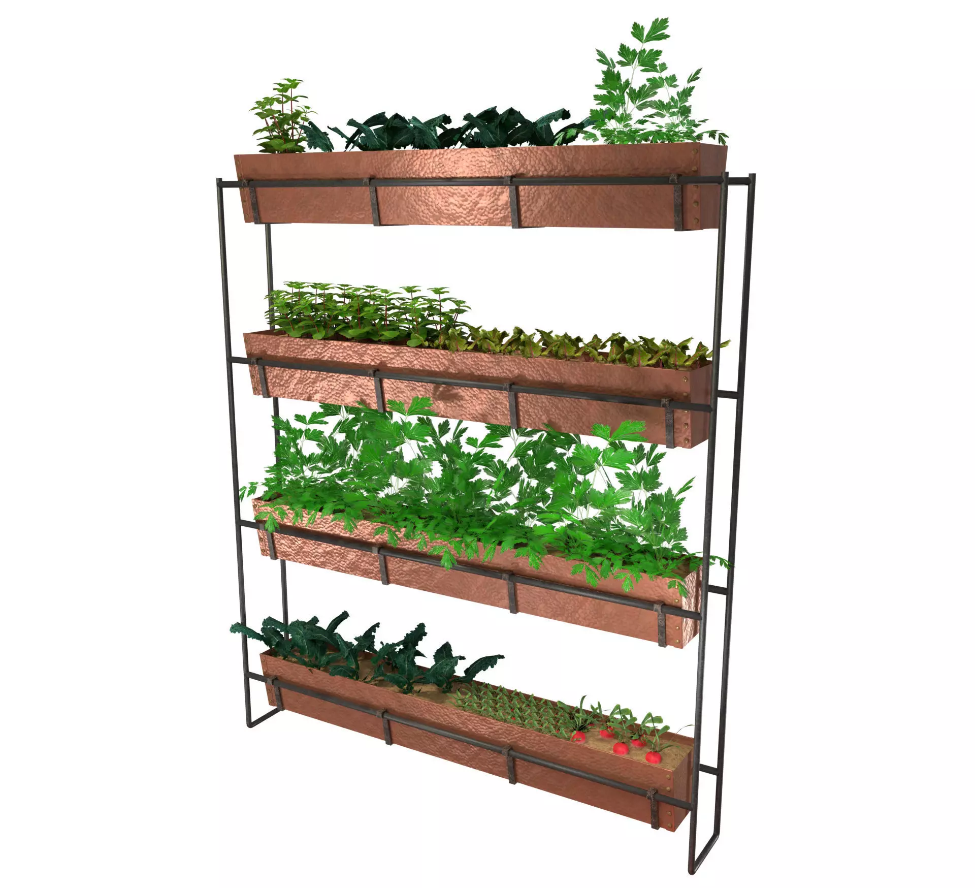 Realistic copper indoor vertical farming Low-poly 3D model
