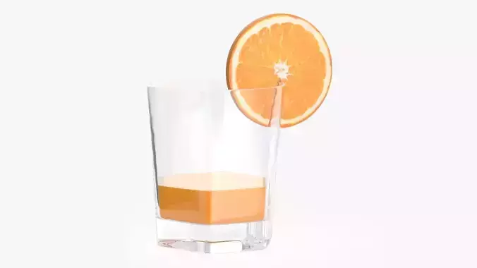 Orange juice and straw in a rocks glass