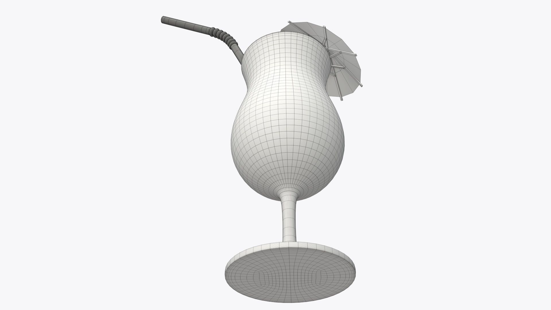 Orange juice with straw and umbrella in a tulip glass  3D model_5