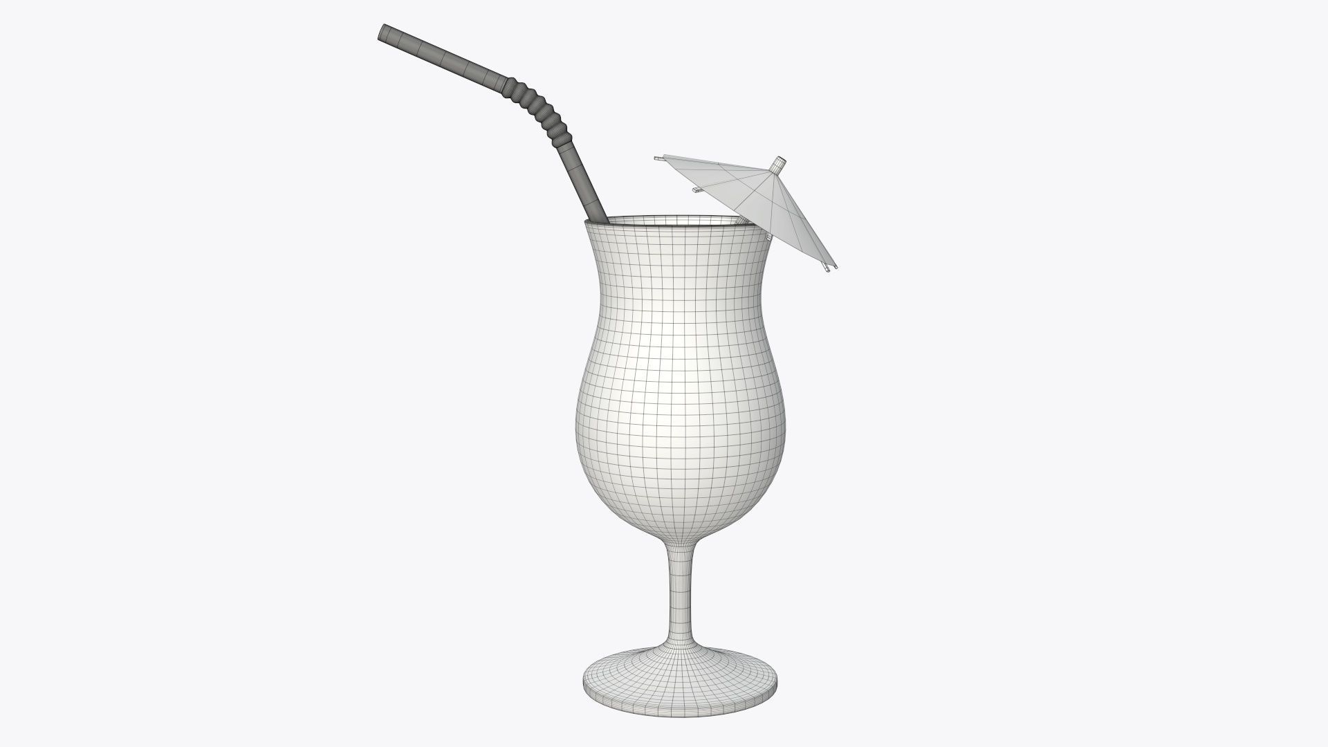 Orange juice with straw and umbrella in a tulip glass  3D model_3